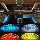 Светодиодсветодиодный лента для салона автомобиля, гибкая лампа с холодной линией, USB вечерние диодные лампы