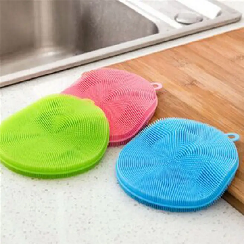 5pcs/lot Kitchen Brushes Silicone Dish Cleaning Brush Bowl Pot Pan Clean Wash Cleaner Dishwashing Sponges Scouring Pads | Дом и сад