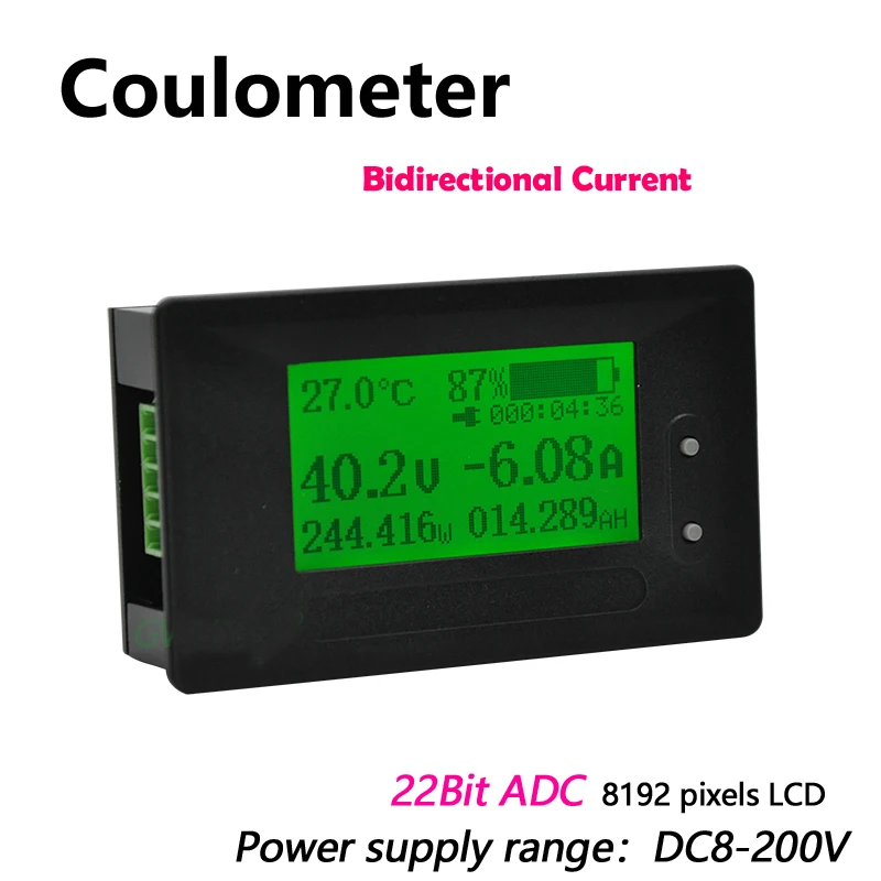DC 200V 0-500A кулометр измерителль батарея монитор Напряжение Ток Мощность литий-ионный Lipo Lifepo4 LTO тестер кислотности