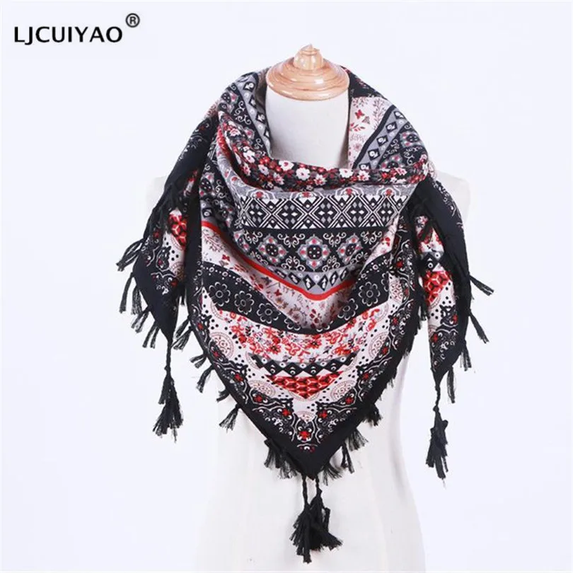 

LJCUIYAO Fashion Female Women Tassel Shawls And Scarves Autumn Women Triangle Pendant Scarf Pashmina Cashmere Shawl Winter Scarf