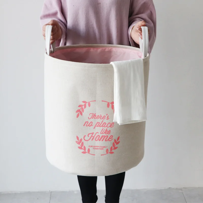 Для организации домашнего хранения корзина для белья из хлопка и льна складная