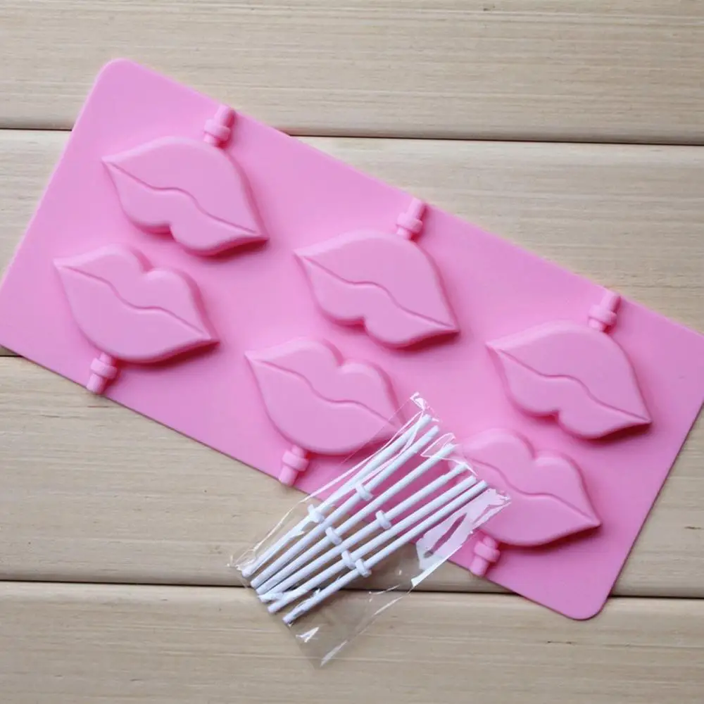 Силиконовая форма для мороженого с 6 отверстиями льда десерта палкой губ| |