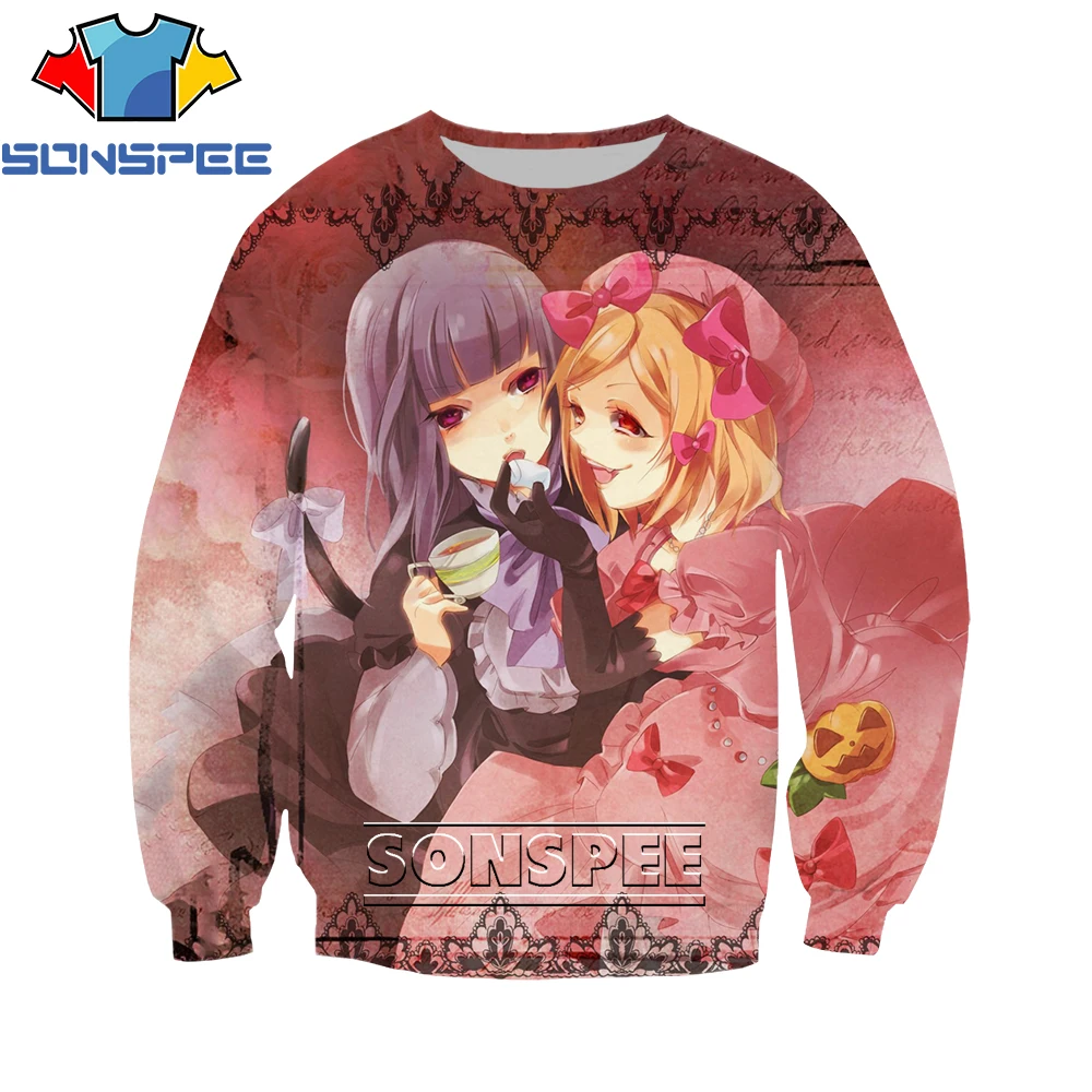 

SONSPEE New 3D Sexy Anime Umineko When They Cry Otaku Sweatershirt Men Women Long-sleeved Shirts Loli Harajuku Kwaii Plus Size