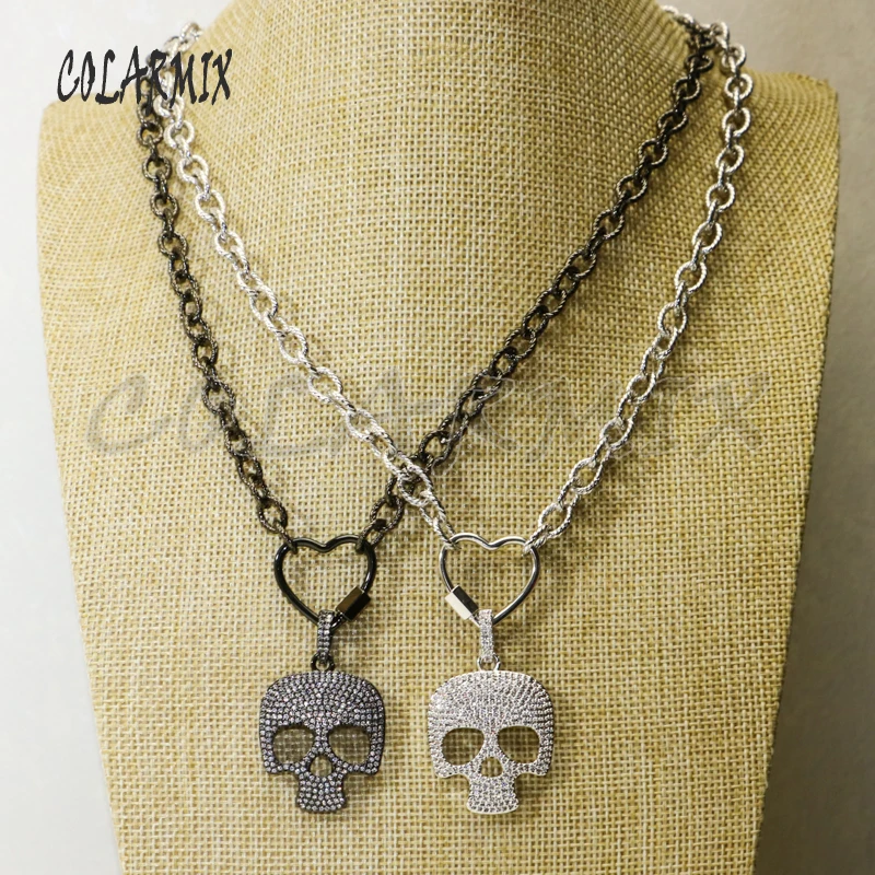 

3Pcs zircon skull necklace mix colors Skull pendants necklace fashion jewelry for women zircon accessories 50401
