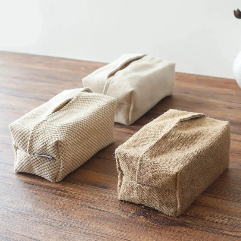 Linen Fabric Tissue Case Cover Box Holder Rectangle Container Home Car Towel Napkin Papers Bag Pouch Chic Table Decoration | Дом и сад