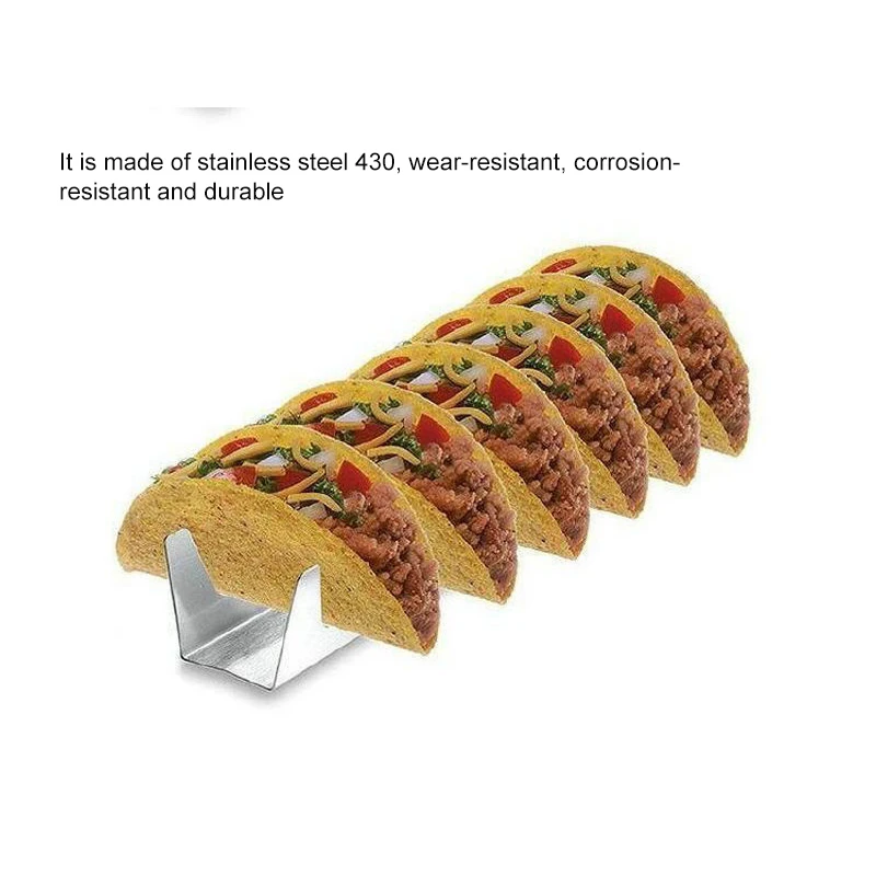 

Stainless Steel Taco Holder Taco Plate Fried Food Cooler Drain Tray Rack Pancake U-shaped Storage Shelf Pizza Pie Display Stand