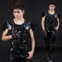 bar performing costumes rivet feathers ds guest host fashion and trends in the bright vest male mens sleeveless suit vest 2020