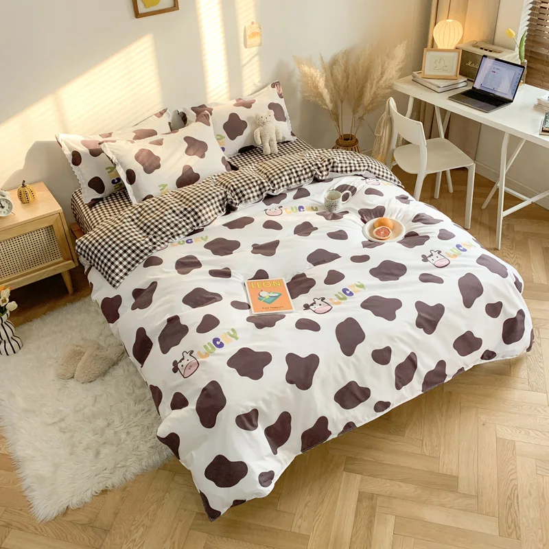 

2021New Bedding Sets Duvet Cover Pillowcase And Bed Sheet Combination Bed Linens Queen King Size Multiple Colour Double bed set