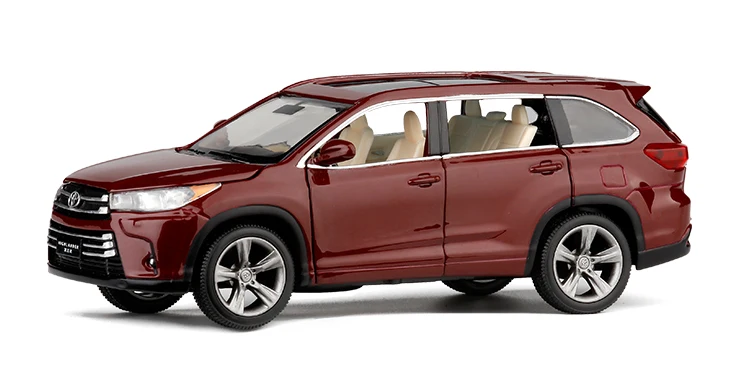 1:32, TOYOTA, все новые модели автомобилей Highlander, литая под давлением, металлическая модель внедорожника, 6 дверей, можно открыть, подарок для детей, рождественские игрушки