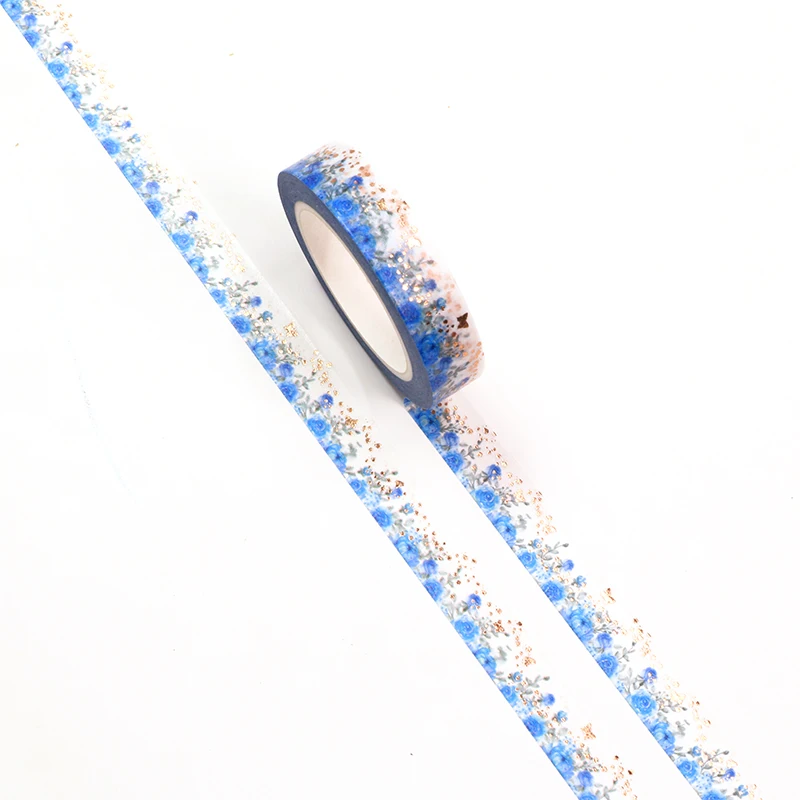 

NEW 10pcs/Lot Decorative Cute Gold Foil Blue Rose Butterfly Washi Tapes DIY Bullet Journal Adhesive Masking Tape Stationery