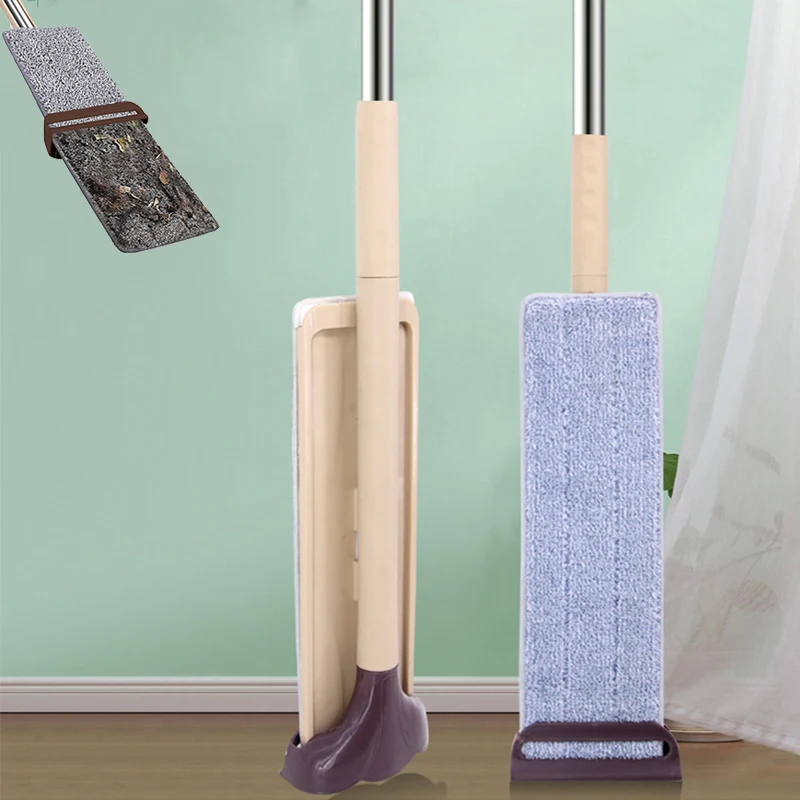 

Hand-free Wash Squeeze Floor Mops Flat Mop with 3pcs Reusable Microfiber Pads Household Cleaning Tools
