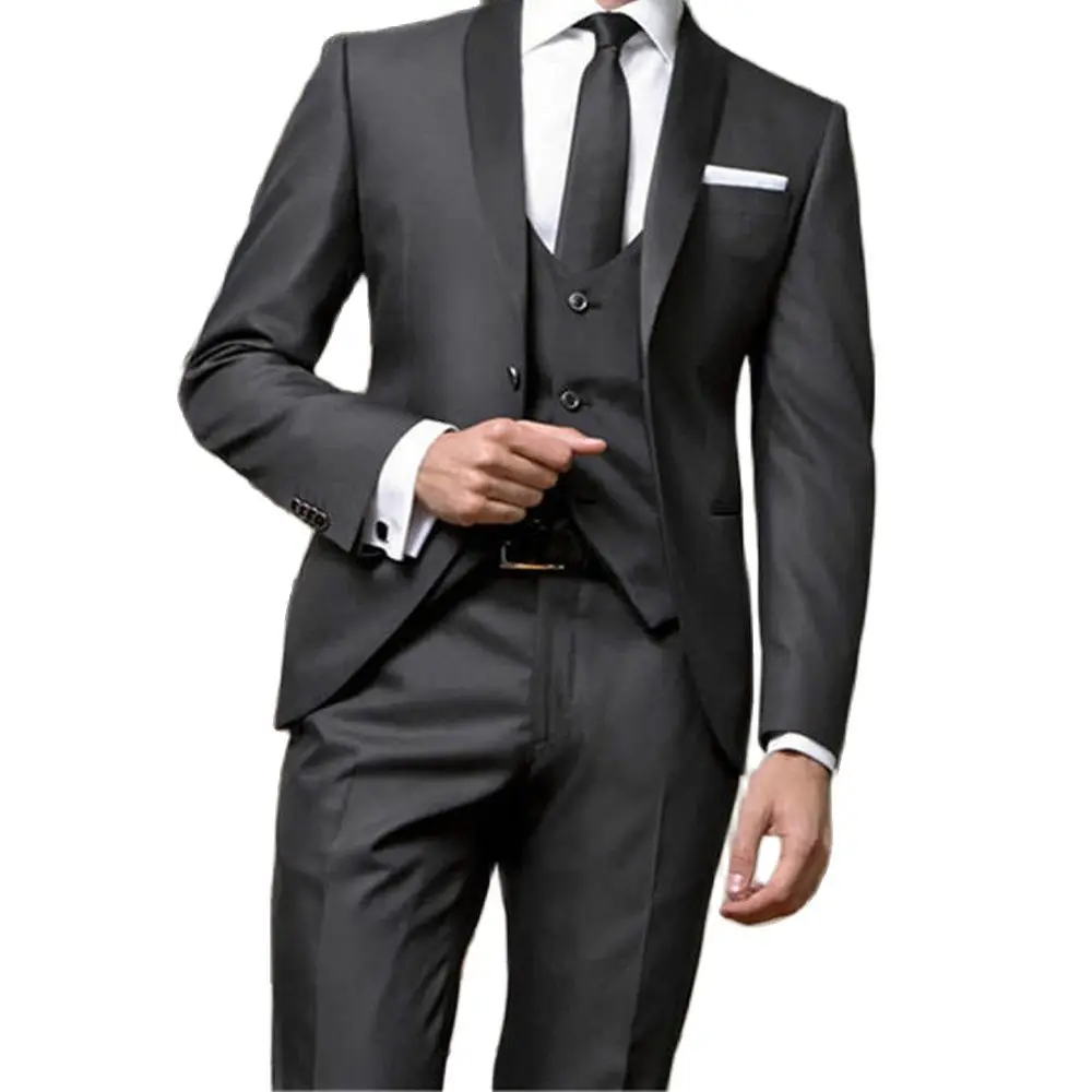 

Professional Set For Custom Wedding Men's Suit Business Suit Terno Masculino Slim Fit 3 Pieces Jacket+Pant+Vest
