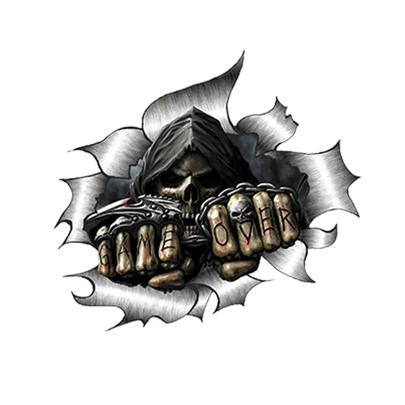 Автомобильная наклейка одинарный металлический Рип открытый грим жнец Череп