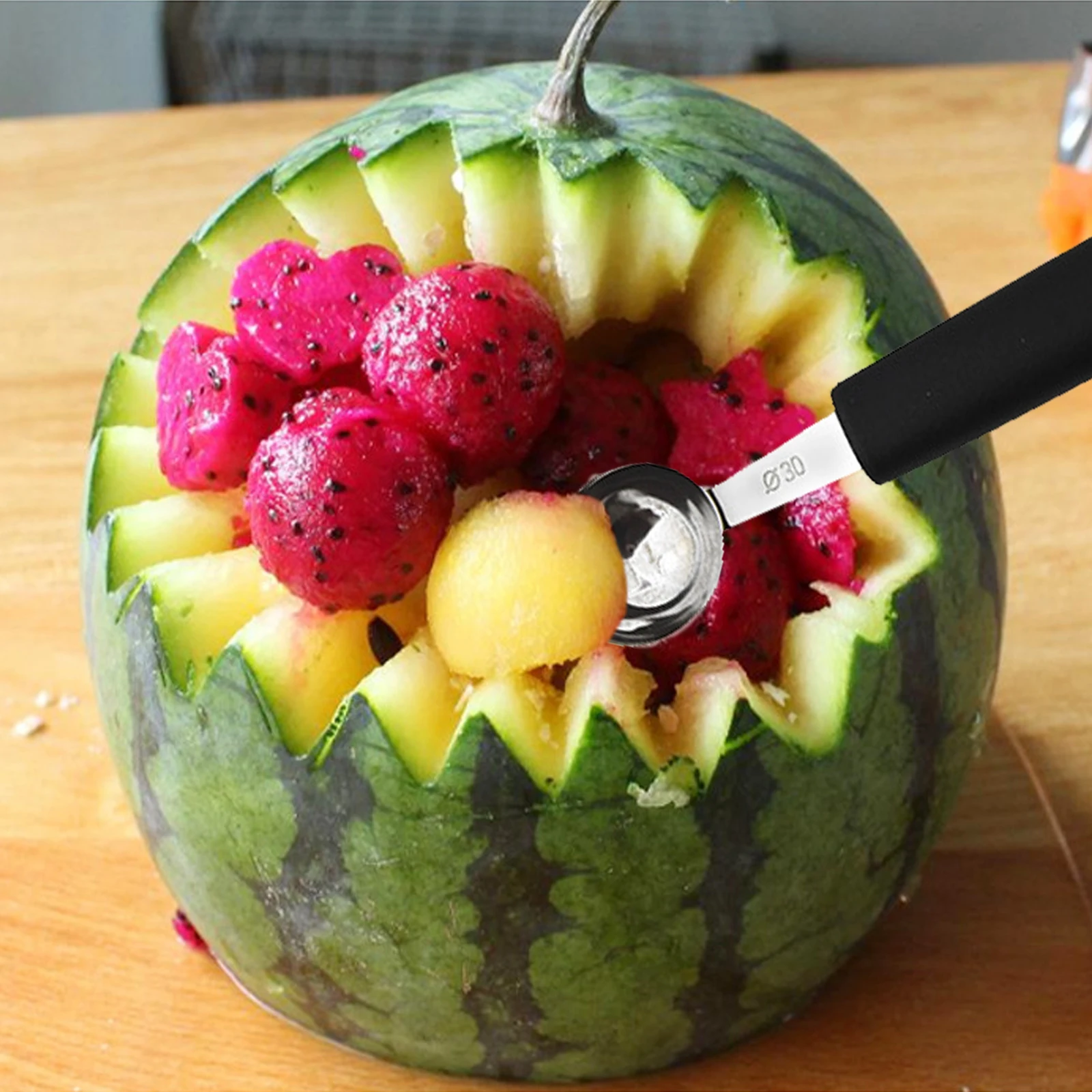 

7pcs Digging Spoon Tool Ice Cream Scoop Platter Gadget Watermelon Kitchen Stainless Steel Ball Digger