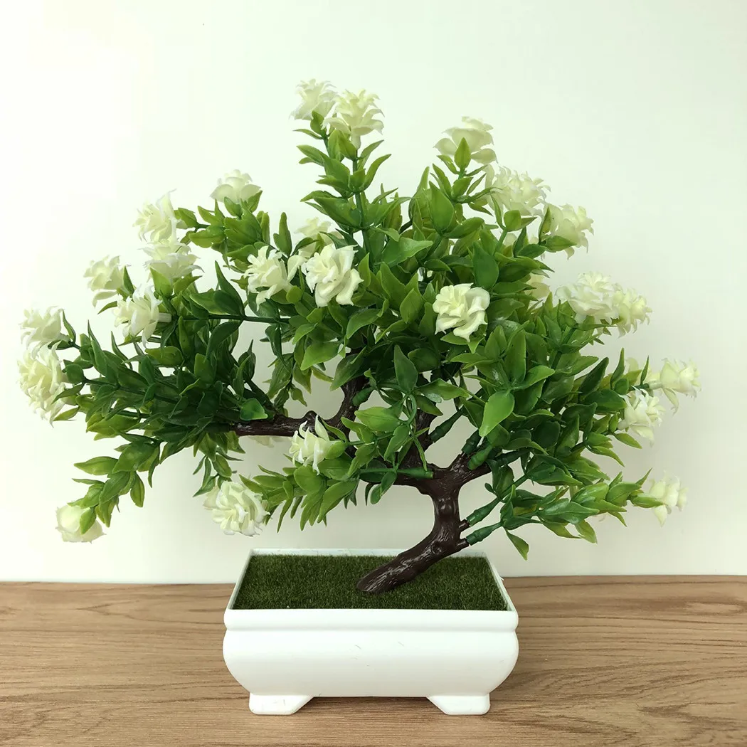 

1 X Artificial 22*25cm Bonsai With Pot Fake Artificial Potted Rose Flowers Plants In Pot Outdoor Home Garden Decor Gift