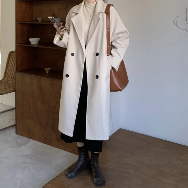 

Модное шерстяное пальто, женская одежда, новинка 2021, зимнее британское пальто средней длины для маленького человека