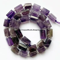 7 natural faceted purple amethyst quartz cylinder spacer stone beads for jewelry diy making