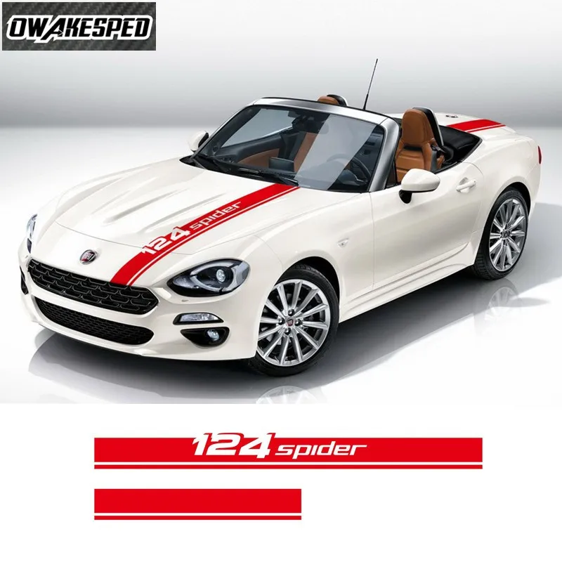 

For-Fiat 124 Spider Racing Sport Stripes Auto Engine Cover Tail Bumper Decor Vinyl Decals Accessories Car Hood Bonnet Sticker