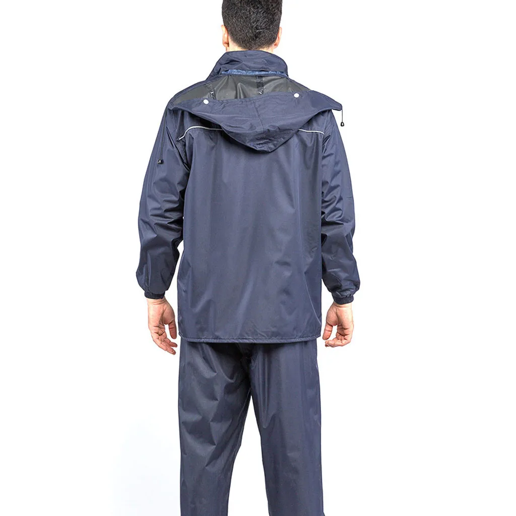 Защитный темно синий унисекс раздельный светоотражающий дождевик толстый чехол