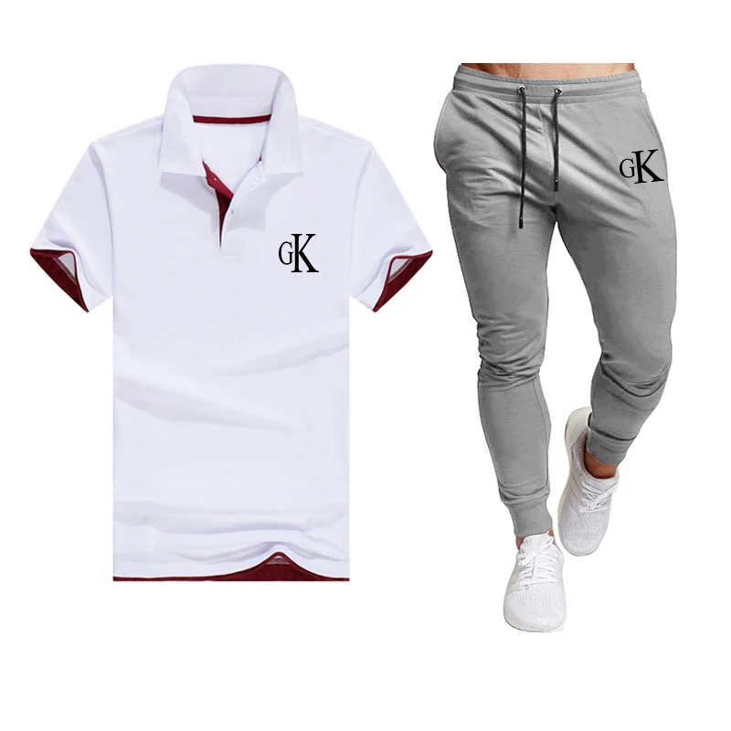 

Summer New Style men's CK Short-Sleeved Suit, Sports POLO Shirt, Casual T-Shirt + Trousers Running Suit, golf Track Suit
