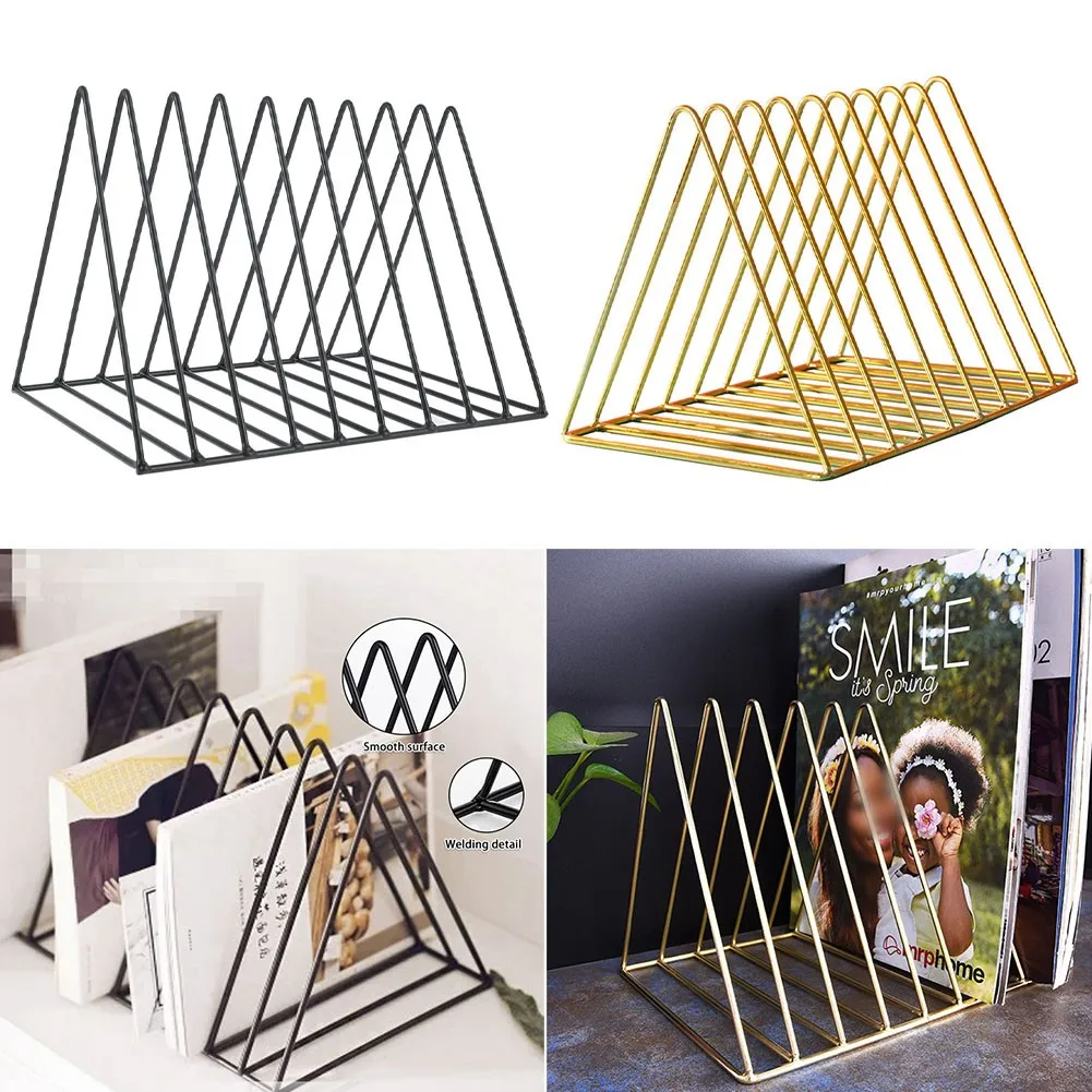 

9 Slot Magazine Holder Desktop File Sorter Organizer Triangle Bookshelf Decoration Book Holder Fashion Photography Props