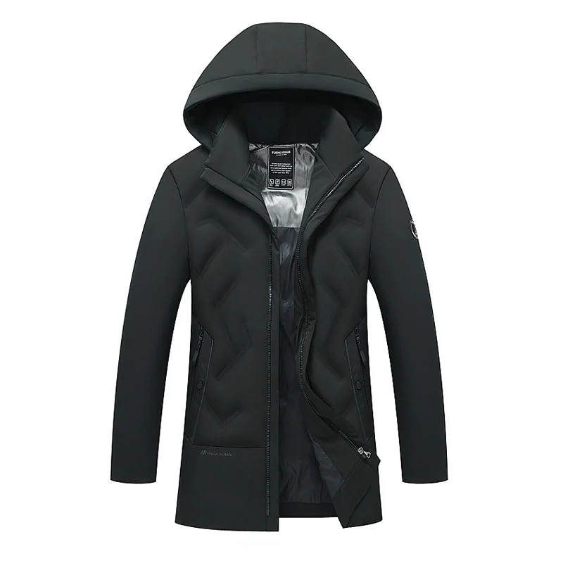 Модная мужская теплая зимняя куртка Мужская парка с капюшоном простой дизайн