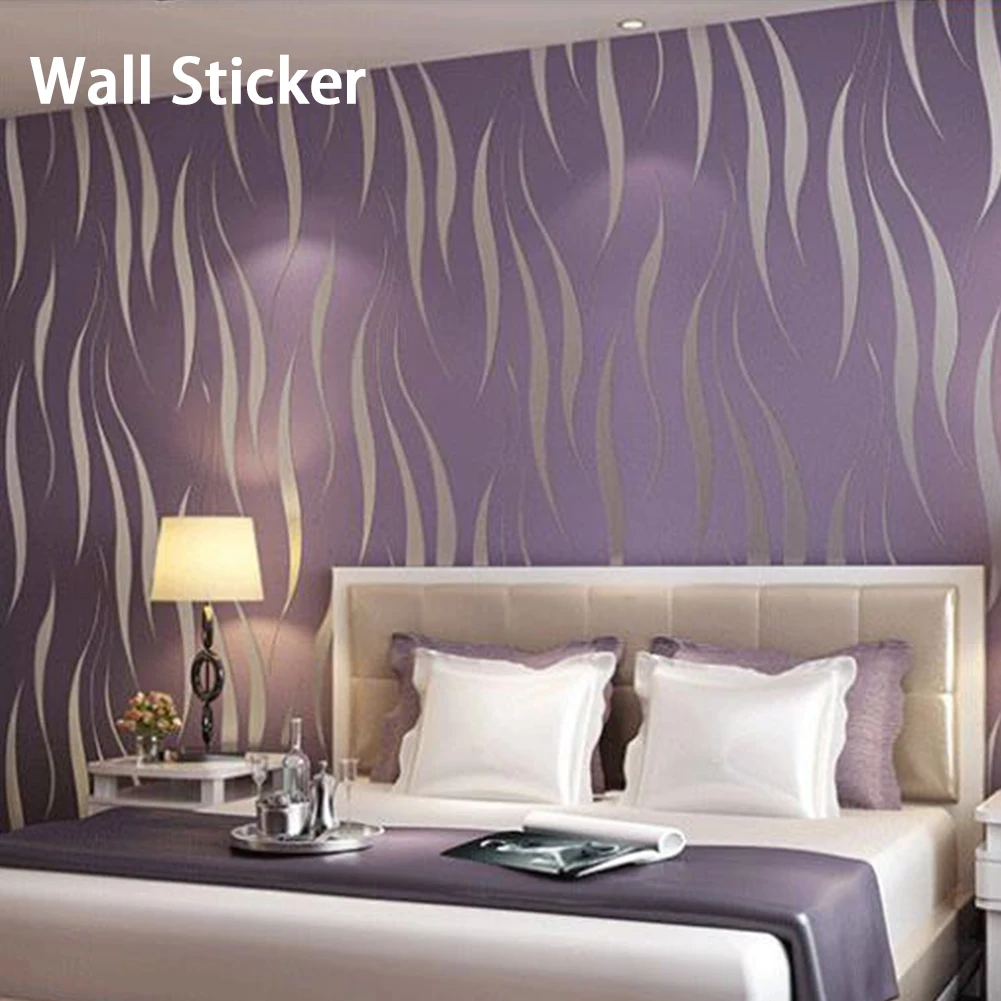 

Sofa Non-woven Fashion Embossed Dustproof Modern Living Room 3D Wave Stripe Waterproof TV Background Wall Sticker Home Decor