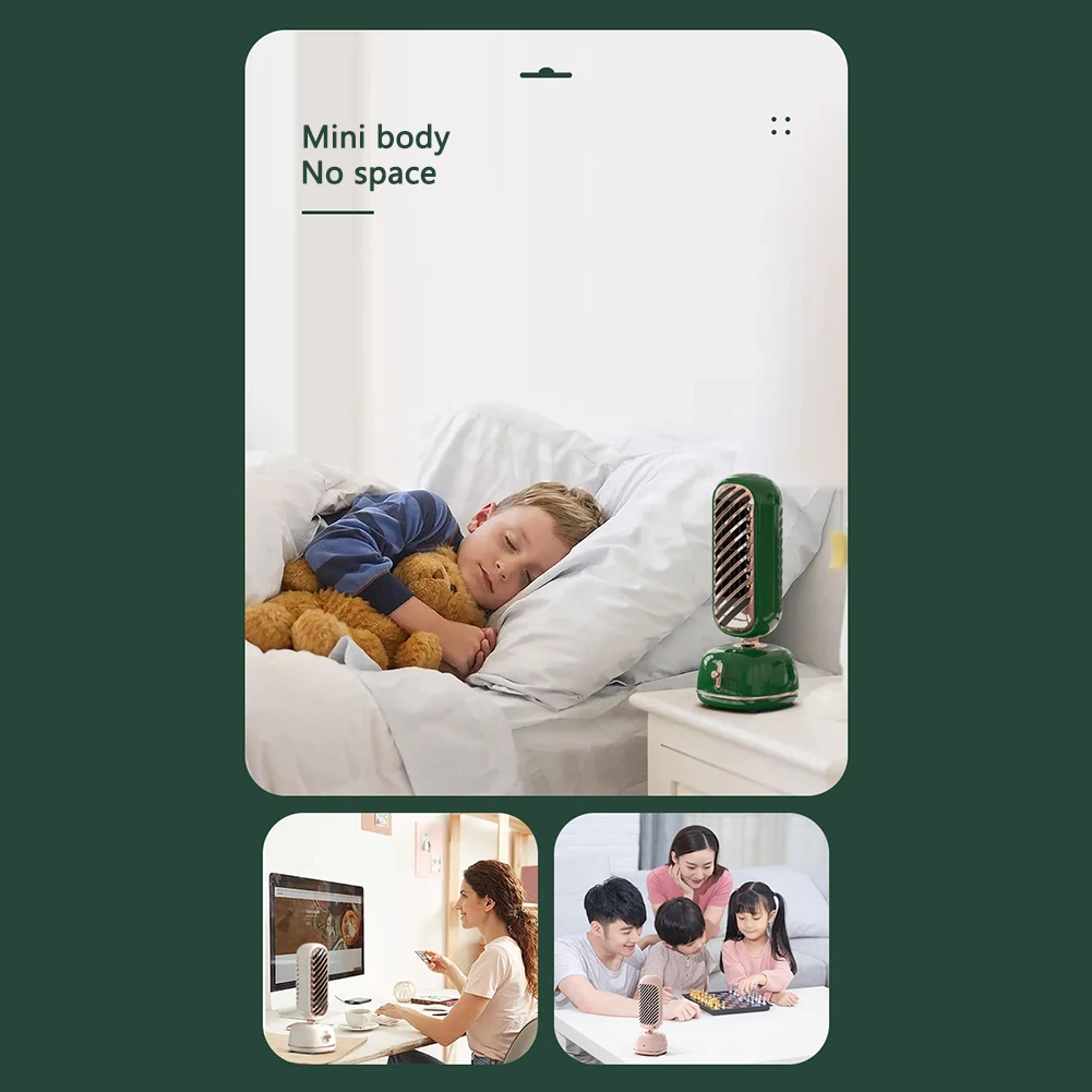 

Retro Wagging Humidification Fan Air Conditioning Fan Desktop Silent Air Cooler Humidifier Home Office USB Leafless Cooling Fan