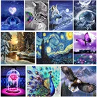 Набор для алмазной живописи 5D, мозаика с изображением кошки, павлина, животных, круглая вышивка сделай сам, стразы, украшение для дома