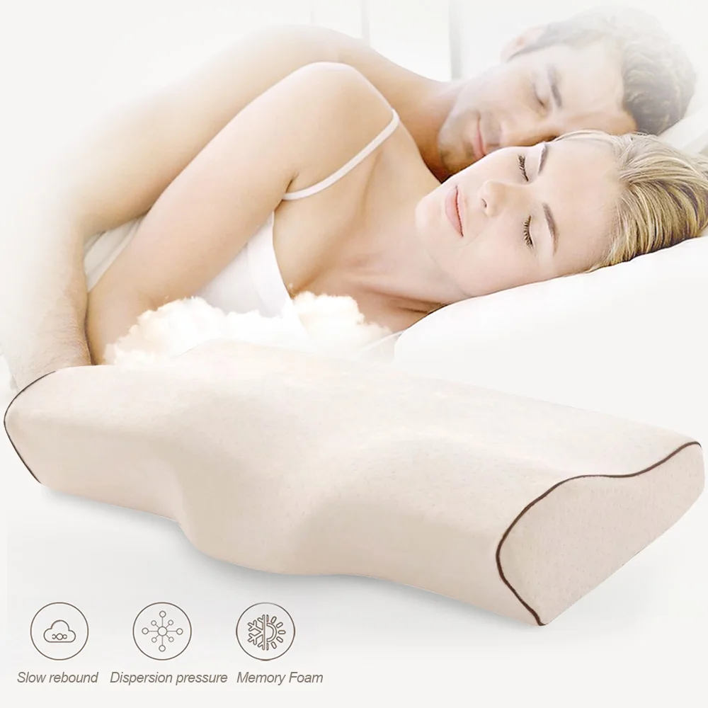 Memory Foam Bedding Pillow Butterfly Shaped Health Neck Protection Slow Rebound Orthopedic Size In 50*30CM | Дом и сад