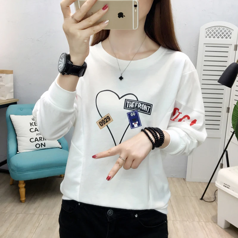 Женская толстовка с длинными рукавами повседневный Свободный пуловер надписью в