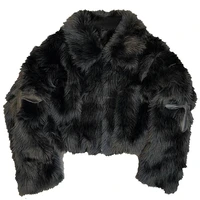 black white faux fur coat women autumn winter short street fur jacket high street zipprt thick tops luxury overcoat 42 70kg