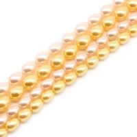 aaa natural freshwater shell pearl pink gold rice shape pearl beads for jewelry making diy bracelet necklace 6 10mm