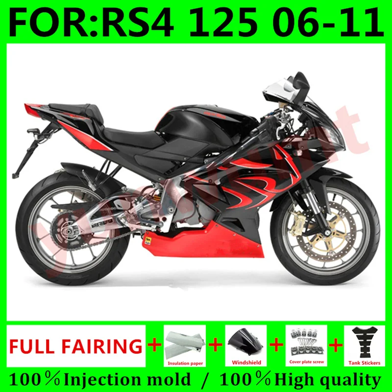 

Motorcycle Injection mold New ABS Fairings Kit Fit for Aprilia RS125 06 07 08 09 10 11 RS4 RSV 125 fairing 2006 2011 red black