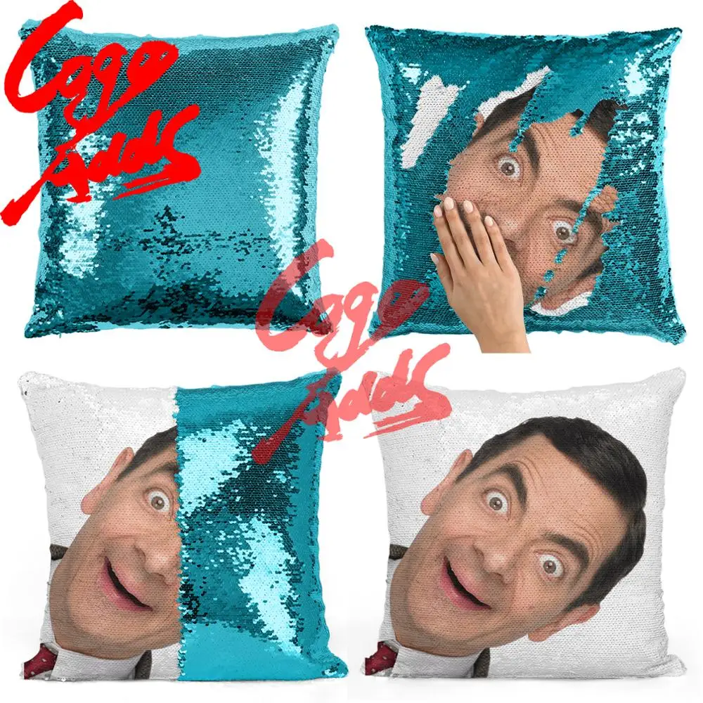 Подушка с блестками Мистер Боб рован Аткинсон | Наволочка Двухцветная подушка