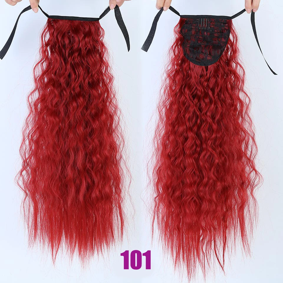 MEIFAN Long Corn Curly Ponytail Synthetic Hair Pieces Ribbon Drawstring Clip on Ponytail Hair Extensions False Hair Pieces - Цвет: 101