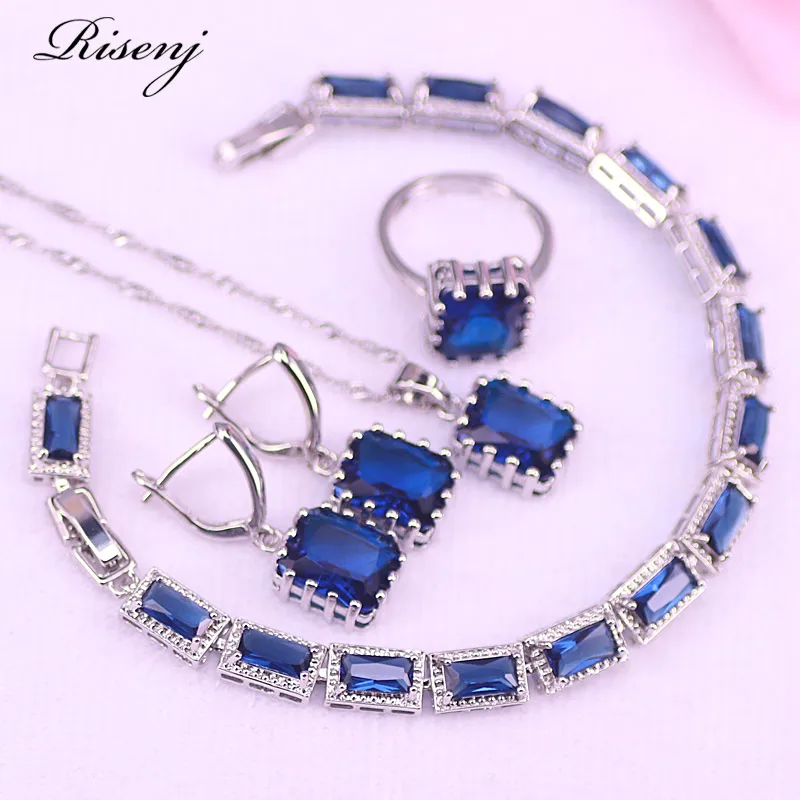 Акция много цветов s синий камень квадратный серебряный цвет бижутерия для
