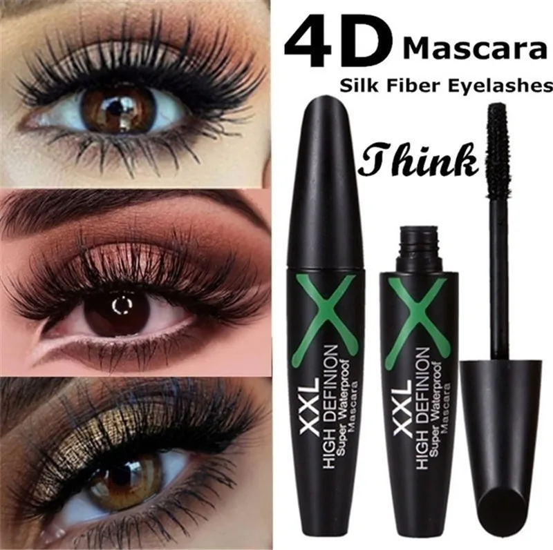 New 4D Silk Fiber Eyelashes Lengthening Mascara Waterproof Long Lasting Lash Black Eyelashes Extension Make Up 3D Mascara