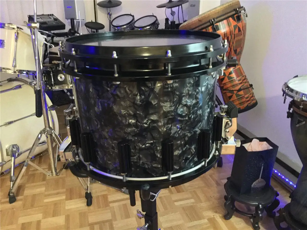 2Pcs  Celluloid Sheet Drum Wrap Musical Instrument Deco Diamond Black 10x60'' and 16x60'' enlarge