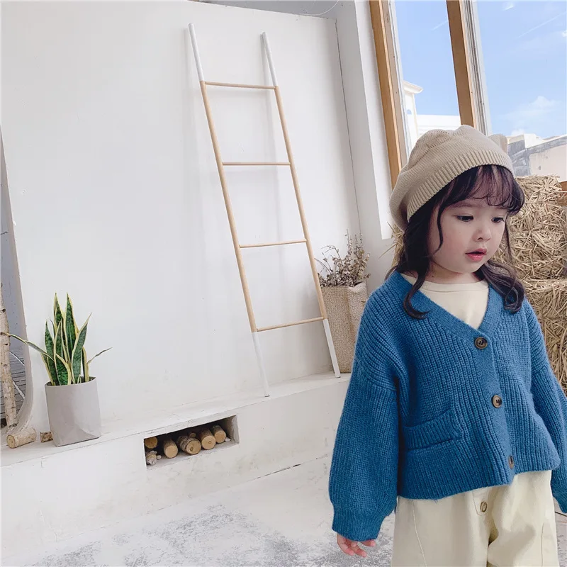 Детский свитер с длинным рукавом для девочек однотонный Повседневный Свободный