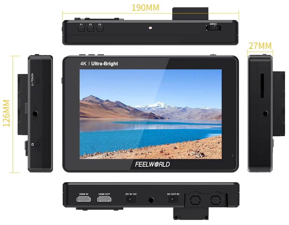 FEELWORLD LUT7PRO 7 ''IPS 4K на Камера монитор DSLR 3D LUT 2200 нит 1080P HD для HDMI Nikon Sony Canon