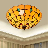 creative mediterranean warm light tiffany colored glass aisle corridor balcony lobby bedroom ceiling light 40cm
