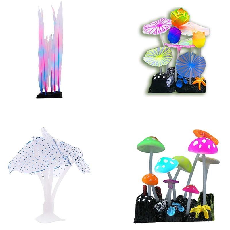 

Aquarium Decorations, Luminous Simulation Plant Decorations for Fish Tank Decorations. 4 Packs