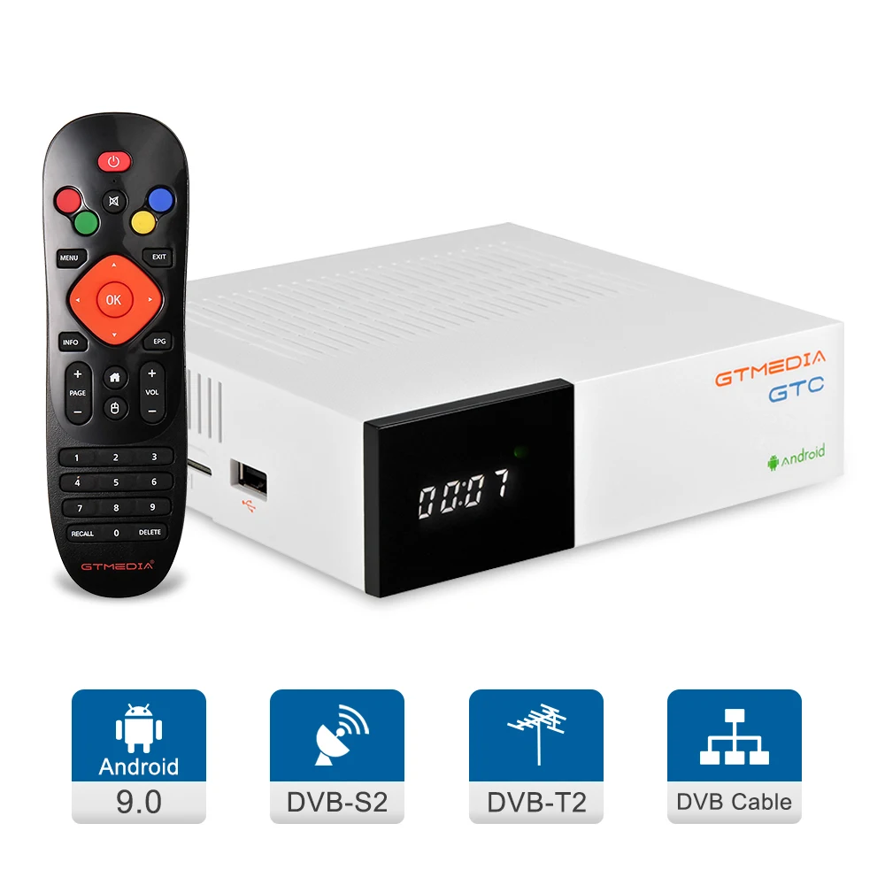 GTMEDIA GTC Android 6 0 TV BOX DVB S2/T2/C Поддержка Full PowerVu Biss key Amlogic S905D 2 Гб оперативной памяти 16