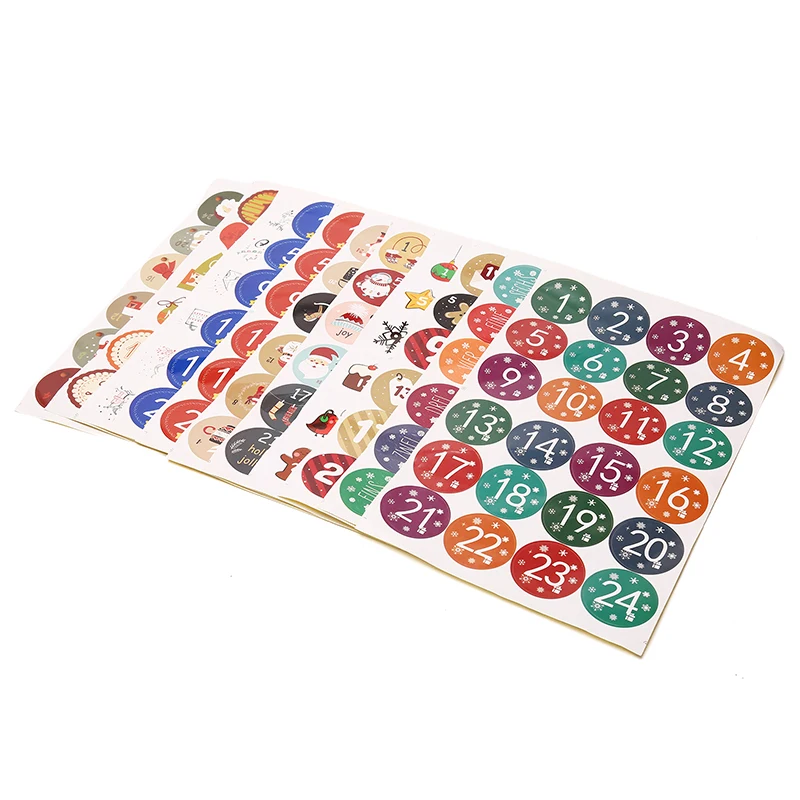 

120pcs Merry Christmas Advent Calendar Number Paper Stickers DIY Scrapbooking Christmas Gift Sticker Label Xmas Decor