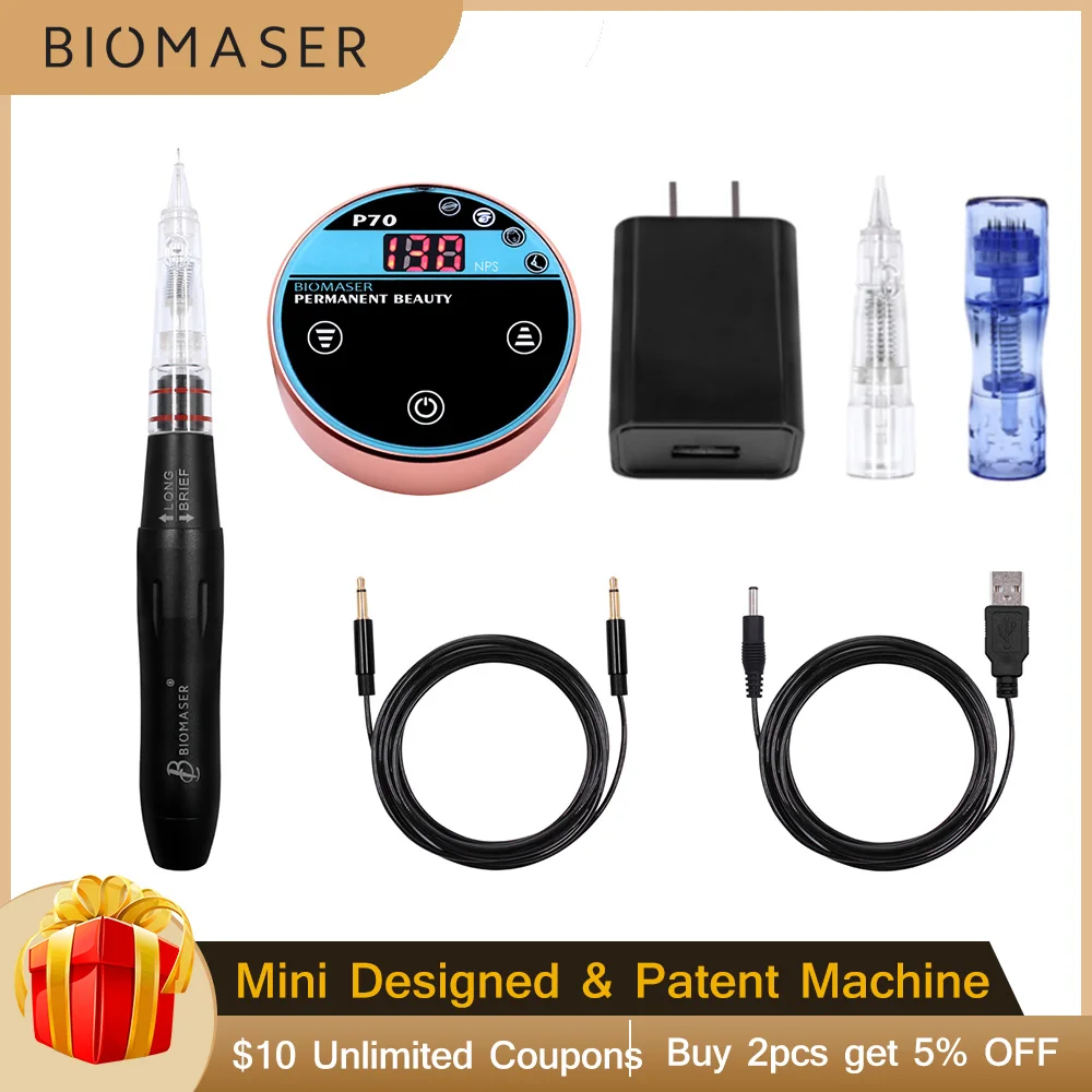 BIOMASER Мини Красота Перманентный макияж татуировки аксессуары бровей вышивка цифровая машина Мощный Тихий мотор для бровей Губы