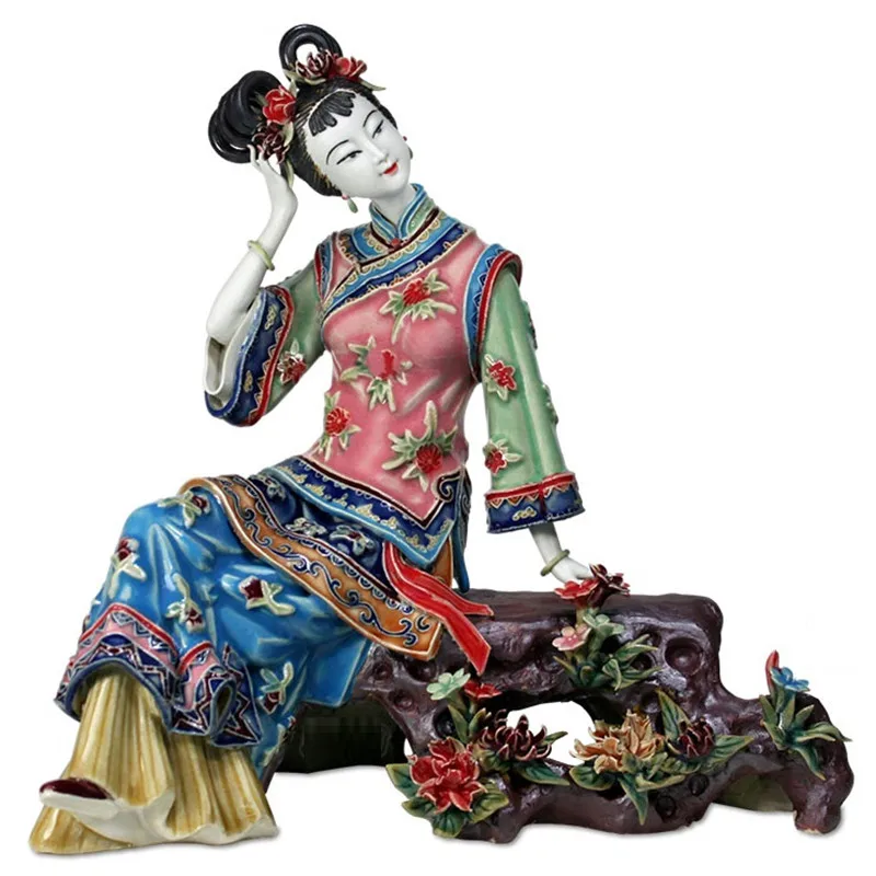 

Chinese Home Decor Antique Beautiful Women Figurines Decoration Vintage Jinling Twelve Porcelain Female Dolls Sculptures R2395
