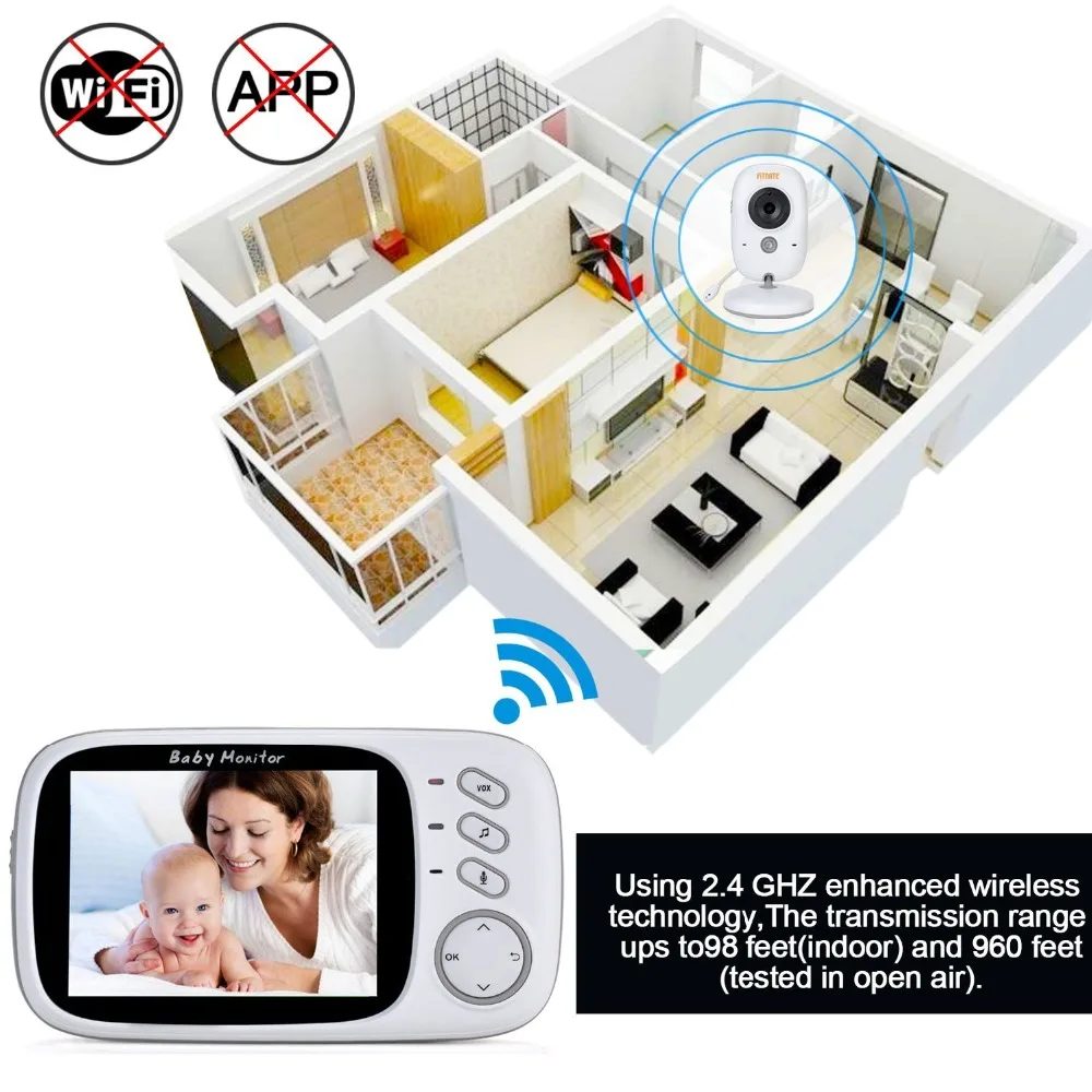 Baby Monitor VB603 Video Wireless With 3.2 Inches LCD 2 Way Audio Talk Night Vision Surveillance Security Camera Babysitter NEW |