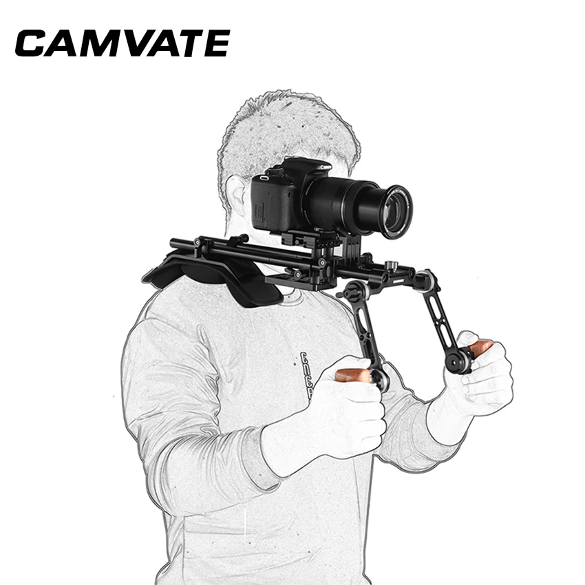 CAMVATE Pro плечевое крепление с Manfrotto QR основание и регулируемая розетка деревянная