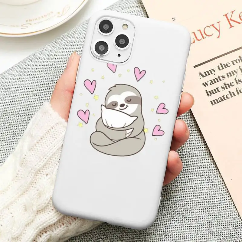 

Cute animal yoga sloth Phone Case Candy Color for iPhone 6 6S 7 8 11 12 XS X SE 2020 XR mini pro Plus MAX funda